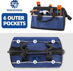 Tool Bag 13'', Wide Mouth Tool Organizer for Tool Storage, Heavy Duty and Water Proof, Blue & Black