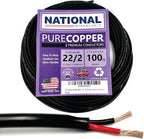 NATIONAL Wire & Cable – 22 AWG 2-Conductor Premium Copper Wire, 100 ft, Stranded | Made in USA, Flexible Jacket | Electronics, Alarms, Signal Wiring, DIY, Indoor and Outdoor Use