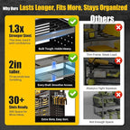 Large 49''W Power Tool Organizer Wall Mount | 620lbs Garage Storage Rack with 12 Cordless Drill Holder | 4-Tier Heavy Duty Utility Shelf for Battery Workshop Organization