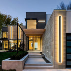 2 PACK-59inch Long Outdoor Modern LED Wall Light,Waterproof IP65 Warm White 110V led Wall Mount Lighting Fixture Rectangular Black Elegant Frosted White Acrylic Anti Rust.