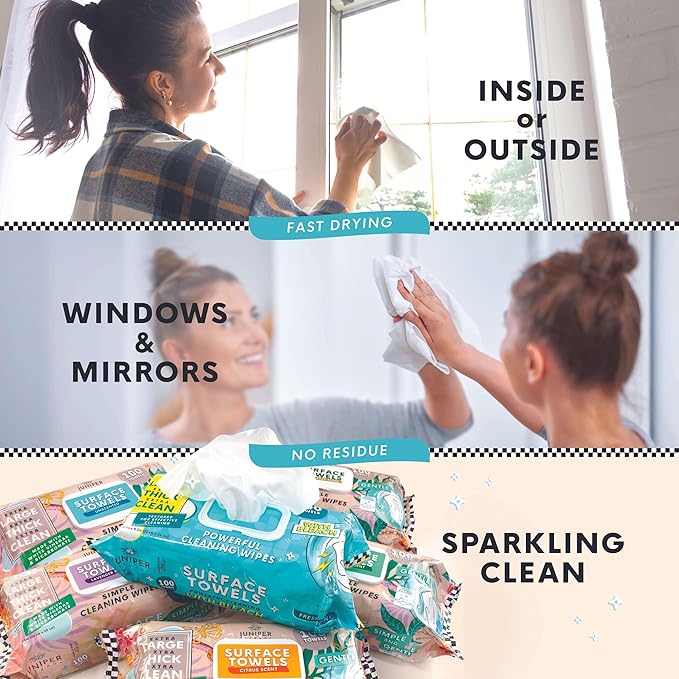 6 Packs Surface Cleaning Wipes Bleach Free, Thick & Large Dispose, All-Purpose Cleaner for Bathroom, Kitchen, Office, 600 Count Soft Flow, Biodegradable, Citrus Scent