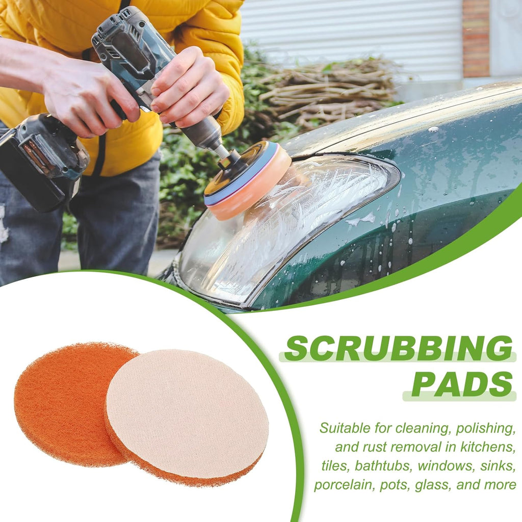 Power Scrub Pads, Scrubbing Pads 2000 Grits Scouring Discs - Fitting for (Home Kitchen Cleaning - Drill Attachment - Scrubber Replacement) 16 Pcs & 4 Inch & Orange