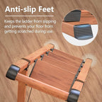 GameGem Folding Step Ladder, 4 Step Ladder with Anti-Slip and Wide Pedal, Lightweight Aluminum Step Stool with Handgrip, Space Saving Stepladder for Home and Kitchen, 300 lbs Capacity (Woodgrin