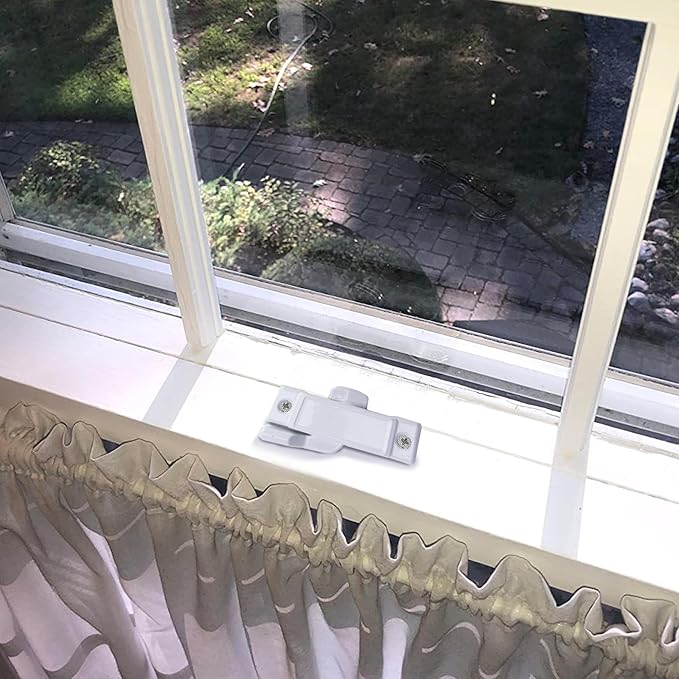 8 Pcs F2590 Windows Replacement Sash Lock-2-1/4'' Mounting Hole Centers Sash Lock with Screws-White Sash Lock for Vertical Sliding Windows Double Hung Windows