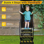 RV Steps with Handrail, Hot Tub Steps with Handrail, Portable Stairs Steps for 5th Wheel RV, Mobile Home Stairs Outdoor RV Step (4 Steps with 2 Handrails)