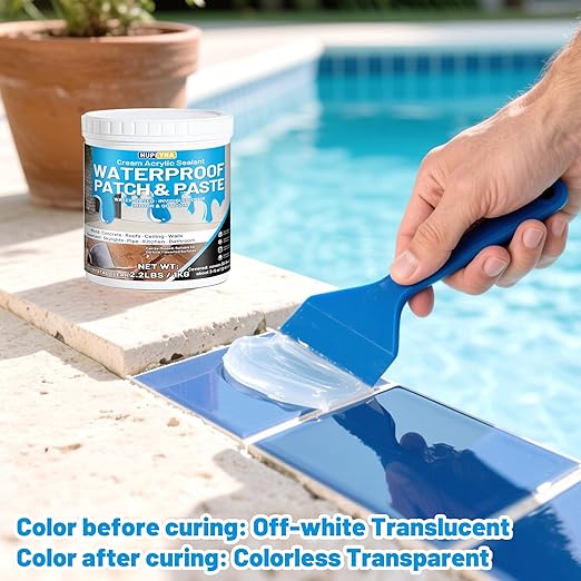 Waterproof Patch & Seal Rubberized Sealant Paste, 2.2lbs Anti-Leakage Clear Waterproof Paste Invisible Indoor & Outdoor Repair for Curved and Vertical Surfaces Wood, Tile, Stone, Roofs, Wall