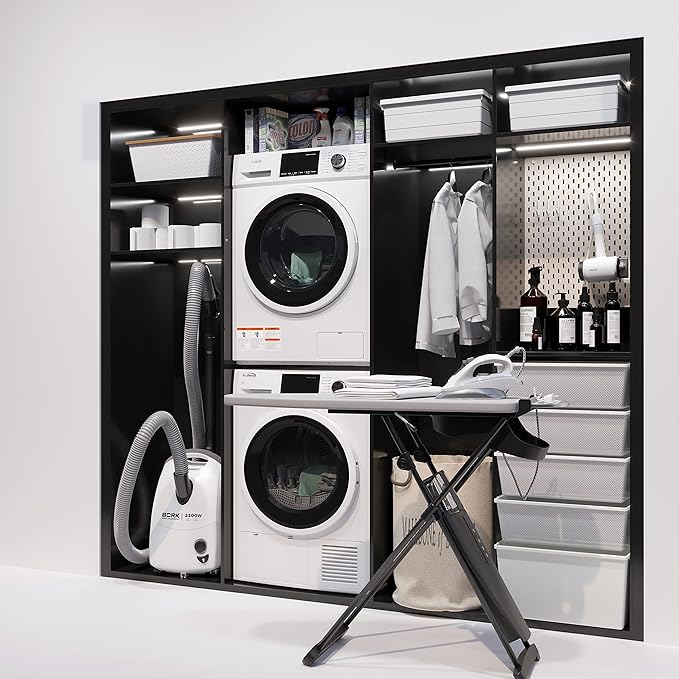 KoolMore FLD-5CWHP Electric Ventless Heat Pump Dryer, 4.4 Cu. Ft, for Small Home or Apartment, Stackable Unit, Wrinkle Prevention with Sensor Technology, 16 Drying Cycles [240V], Medium (24"), White