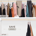 MORALVE Pants Hangers Space Saving - 2 Pack European Beechwood Scarf and Jean Hangers - Closet Organizer and Space Saver Pant Rack, Leggings Hanger, and Scarf Holder with 360° Swivel Hook