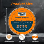 14 inch Diamond Saw Blade for Angle Grinder,Segmented General Purpose Blade Dry/Wet Cutting Blade for Concrete, Paver, Masonry, Terrazzo, Stone, Granite, Block, 1"-7/8" Arbor (3 Pack)