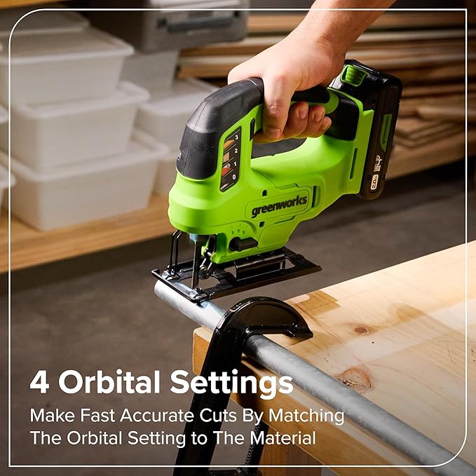 Greenworks 24V Cordless Brushless 8PCs Combo, Drill+Impact Driver+Circular Saw+Recip Saw+Jig Saw+Sander+Flashlight+Oscillating Tool (2) 2.0Ah+4.0Ah Batteries (24,000mAh Power Bank) 65W USB-C Charger