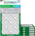 Filterbuy 18x36x1 Air Filter MERV 8 (MPR 700) Dust Defense Replacement (6-Pack), Electrostatic Pleated HVAC AC Furnace Filters, Made in USA (Actual Size: 17.50 x 35.50 x 0.75)