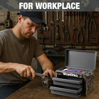 WORKPRO Metal Mini Tool Box, Top Tool Chest containing Two Drawers with Ball Bearing Slides, PVC Drawer Liners and PP Feet Pads, Durable Cold Rolled Steel Small Toolbox for Multi-Purpose Storage