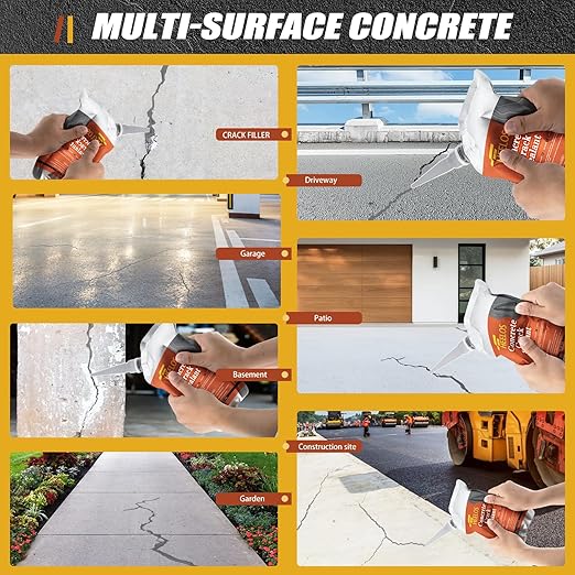 Concrete Crack Filler and Sealant,3Pack Quick Drying Cement Crack Filler Waterproof Repair Sealant, Weather Resistant Concrete Sealer Outdoor Caulking Glue for Cement-Based Driveway, Sidewalk(Grey)