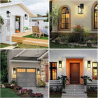 Auzev Outdoor Solar Wall Lights Fixtures Exterior Solar Lantern Lights With Clear Panel, Motion Sensor 3Lighting Modes Modern Sconce Waterproof Outside Lamp for House Garage (Black-1P)