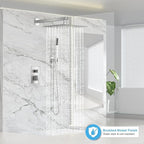 Shower Faucet Set Bathroom Square Rain Shower Head and Handle Set, Wall Mounted Shower Fixtures, Full Metal Trim Repair Kit 10 inch Brushed Nickel (With Shower Valve)