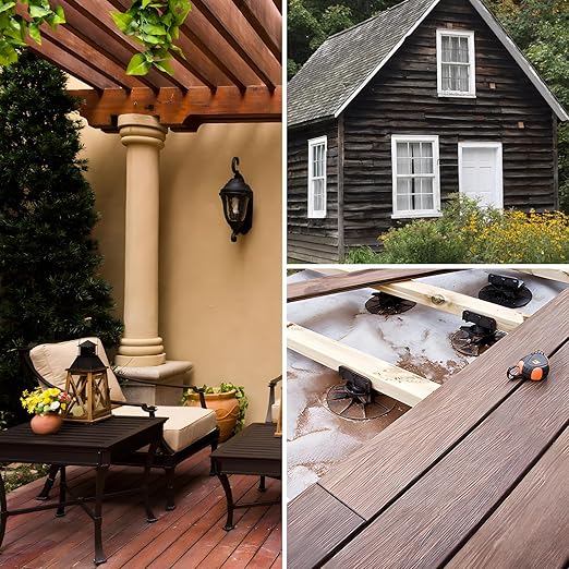 Wood Screws 4 Inch, FIXLINK Deck Screws #10 x 4, 105 PCS, Epoxy Coated, T25 Star Bit Above 1500 Hour Salt Spray Coating Outdoor Decking Screws Excellent Rust Resistant for Wood Fence, Brown