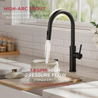 FORIOUS Kitchen Faucet with Pull Down Sprayer, Classic Matte Black, Single Handle High Arc Stainless Steel Kitchen Sink Faucet, 1 or 3 Hole Deck Mount for RV, Bar, Farmhouse, Laundry, Outdoor