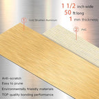 GSCIT Club Gold Edge Banding, 1 1/2 Inch x 50ft Aluminum Brushed Edge Banding PVC Edge Trim for Cabinet Repair Furniture