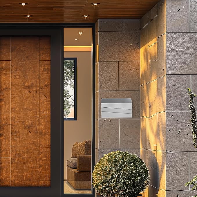 Wall-Mount Mailbox, Brushed Stainless Steel Panel, Rust Resistant Large Capacity House Mailbox, Modern Drop Mailboxes for Outside, Metal Post Box with Flag (No Keys Locking)