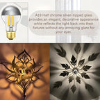 Dimmable Half Chrome Light Bulb, 6W Equivalent 60W,E26 A19 Silver Dipped Bulb, Anti Glare LED Light Bulbs, A60 3000K Soft White Light Bulbs, AC120V,Pack of 4