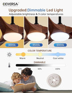 60 Inch Outdoor Ceiling Fans with Lights and Remote,3 Blades Wood Propeller, Quiet DC Motor,Dimmable Outdoor Ceiling Fans for Patios,Farmhouse,Living Room,Bedroom, Indoor,Walnut