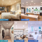 LVWIT LED Recessed Light 6inch, 5CCT Can Lighting with White Cover, Color Selectable Dimmable Downlight with E26 Conversion Kit, 2 Pack