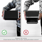 P.I.T. Mini Black Tool Box, Portable 3 Drawer Steel Stackable Tool Box with Magnetic Tab Locking, Black Micro Top Chest with Liner for Tools Storage and Organizers, Home DIY