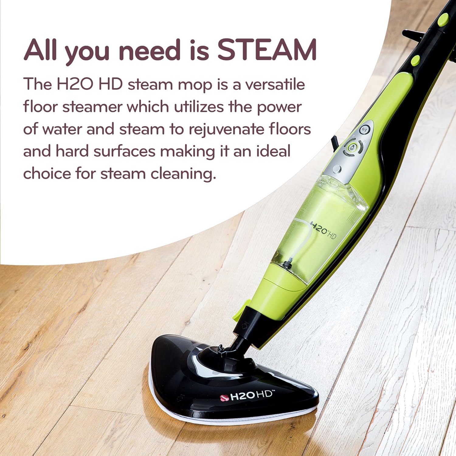 H2O HD 3-in-1 Steam Mop and Handheld Steam Cleaner For Floor Cleaning, Hardwood Floors, Grout Cleaner, Upholstery Cleaner, Tiles and Carpets