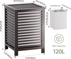 SMIBUY Double Laundry Hamper with Lid, 120L Bamboo Laundry Basket with Removable Liner Bag, 2-Section Clothes Divider Laundry Sorter for Laundry Room, Bathroom, Bedroom (Dark Brown)