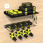 KSVO Wall Mount Power Tool Organizer, Metal Drill Holder for Garage, Workshop, and Shed, Heavy Duty Tool Storage Rack for Handheld & Cordless Tools (Black)
