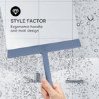 GÜTEWERK Shower Squeegee for Glass Doors, Silicone Window Squeegee, Bathroom and Glass Cleaning - Blue - 9 Inch