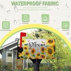 Summer Sunflowers Welcome Mailbox Covers Magnetic Large Size Yellow Flower Mailbox Post Cover Summer Floral Mailbox Wraps Oversized Mailbox Outdoor Decor for Garden Yard 21x25.5 Inch