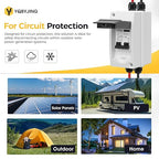 Solar Panel Disconnect Switch 40 Amp 4 Holes DC AC Miniature Circuit Breaker 500V 2 Poles with PV Connector and IP65 Waterproof UV-Proof Box for Outdoor Solar PV Homes Battery