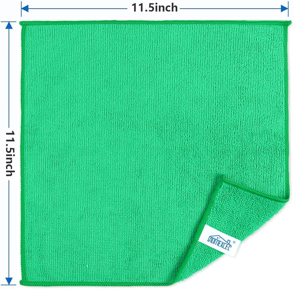 HOMEXCEL Green Microfiber Cleaning Cloth, 8 Pack Cleaning Towels for Kitchen, Lint Free, Scratch-Free, Highly Absorbent, and Reusable Cleaning Rags for House, Window and Glass, Cars, 11.5 X11.5 inch