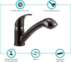 Dura Faucet DF-NMK852-VB RV Pull-Out Swivel Single Handle Kitchen Sink Faucet - One-Hole (Venetian Bronze)