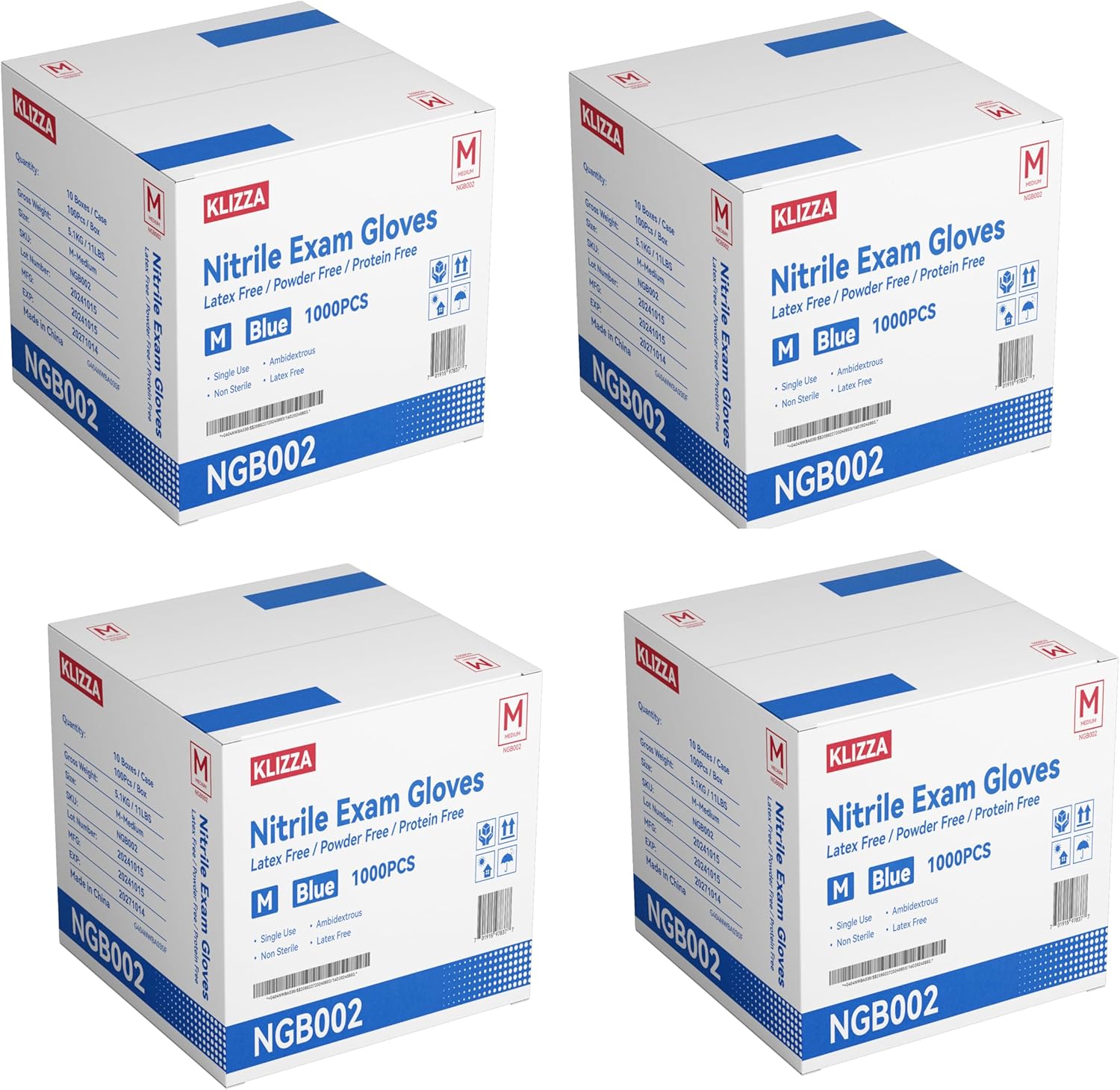 4 Mil Nitrile Gloves Disposable Latex Free, Blue Rubber Gloves Safe for Food Prep, Cooking, Cleaning, Exam, 1000 PCS