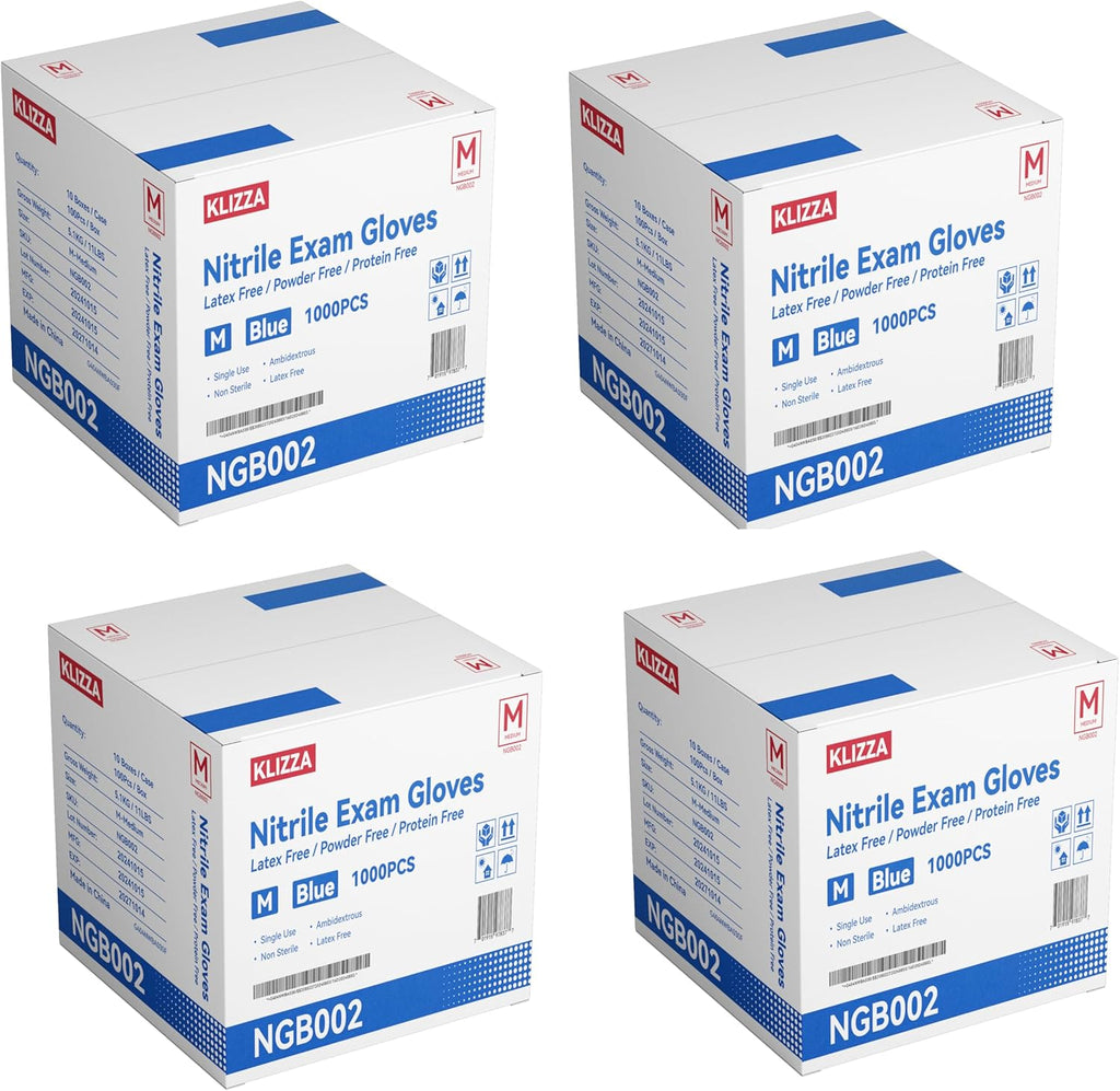 4 Mil Nitrile Gloves Disposable Latex Free, Blue Rubber Gloves Safe for Food Prep, Cooking, Cleaning, Exam, 1000 PCS