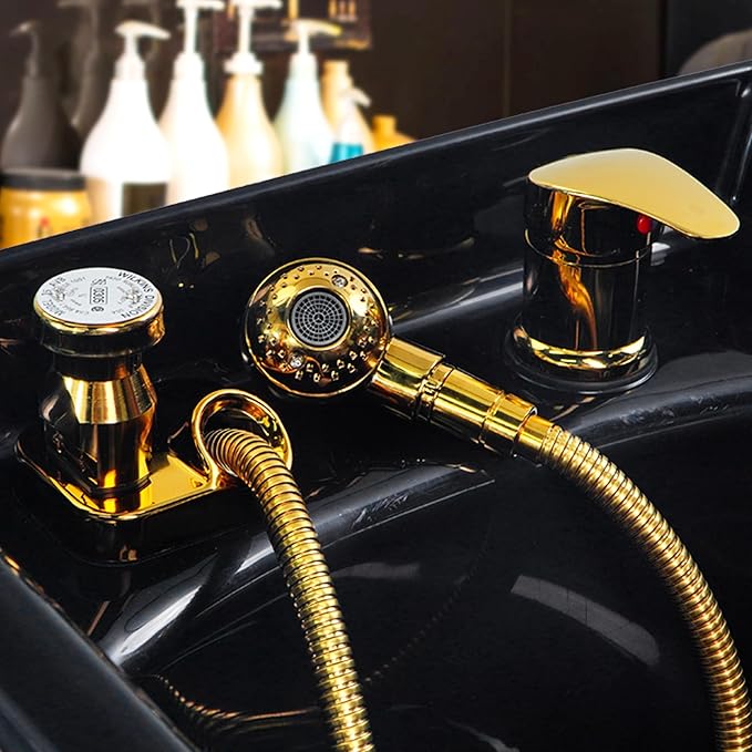 Salon Shampoo Bowl Faucet Vacuum Breaker Kit Spa Beauty Salon Shampoo Bowl Sink Hair Salon Bath Accessories Bathroom Hot Cold Faucet Spray Hose Replacement Set for Backwash Barber Chair