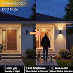 2 Pack Motion Sensor Outdoor Wall Lights, Dusk to Dawn Up & Down Sconces with E26 Dimmable LED Bulbs, Black Aluminum Porch, Patio, Garage,Front Door Lighting Fixtures, ETL Listed