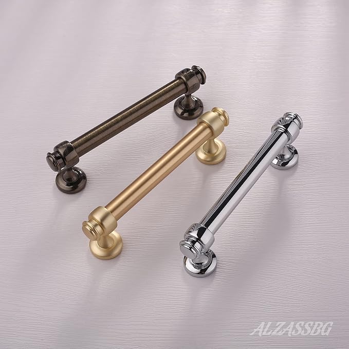 Alzassbg 10 Pack Polished Chrome Cabinet Pulls, 4 Inch(102mm) Hole Centers Cabinet Handles Kitchen Hardware Straight Bar for Cabinets and Drawer AL3082CP