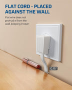 DEWENWILS 3 Outlet Extension Cord with Flat Plug, 1FT 16/3 Awg Grounded Power Cable for Indoor Use, SPT-3 Cord, White, ETL Listed, 2 Pack