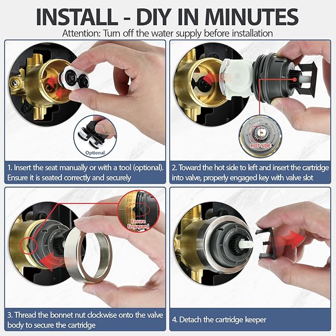 RP46463 Cartridge Replacement for Delta 17 Sereis Tub and Shower Dual Function Handle (2006-Present), Temperature and Volume Control, Fits Delta R10000 Series Valve