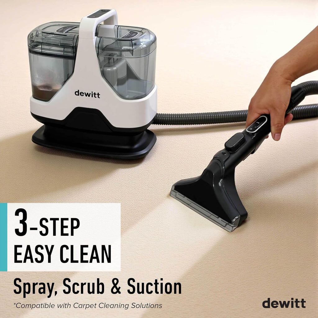 DeWitt Spot Genie Pro Portable Carpet Cleaner Machine, Upholstery Cleaner – Lightweight 7.7lb Pet Stain & Odor Remover with 4 Cleaning Tools, Compact Design for Home, Car, and Furniture