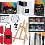 59pcs Acrylic Paint Set - Art Supplies Kit with 24 Non-Toxic Paints, Easel, Brushes, Canvas for Kids, Artists and Beginners, Red