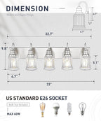 Bathroom Light Fixtures, HWH 5-Light Vanity Light, Modern Brushed Nickel Wall Lighting Over Mirror, Bell-Shaped Striped Glass, 5HZG106B-5W BN