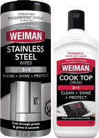 Weiman Heavy Duty Cooktop Polish & Stainless Steel Wipes - Powerful Appliance Kitchen Cleaning Kit - Packaging May Vary