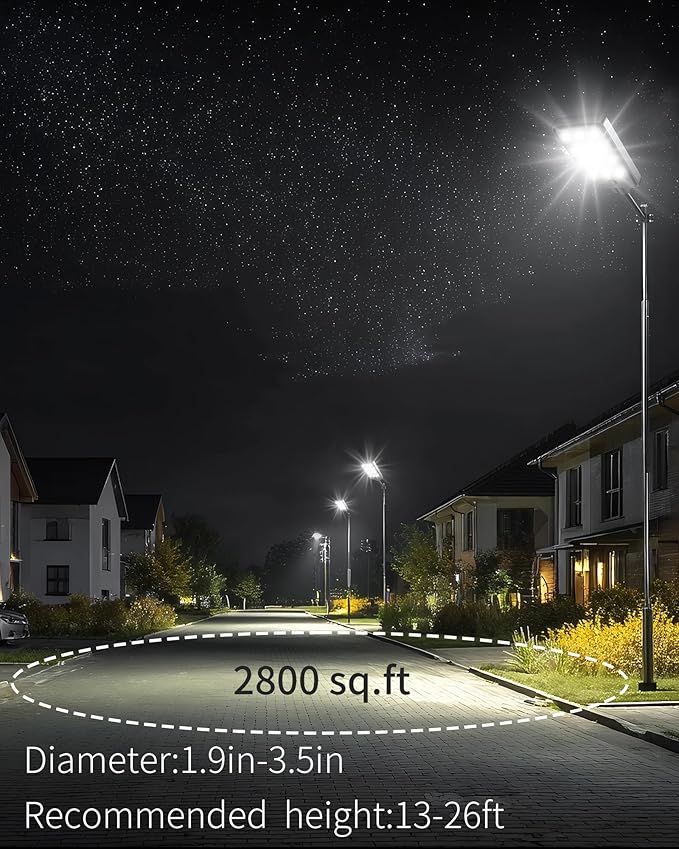 Ofuray Of-12600W Solar Street Lights Outdoor – 15W Super Bright 120LED, Lights up 2,800 sq.ft with Motion Sensor, 30Ah Power,IP67 Dusk to Dawn Security Commercial Lighting for Court,Parking Lot