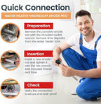 Flexible Water Heater Magnesium Anode Rod 3/4 Inch NPT Thread Hex Plug | Collapsible Anode Rod For Hot Water Heaters Tank | 4 Segmented Rods 44" Long