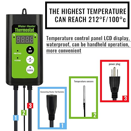 2000W Submersible Hot Tub & Pool Portable Electric immersion Water Heater with Temp Control & GFCI for Swimming Pools, Bathtubs, inflatable pool, baptism pool, above ground pool & Spa tub