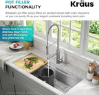 KRAUS Artec Pro Commercial Style Pull-Down Single Handle Kitchen Faucet with Pot Filler in Brushed Brass, KPF-1604BB